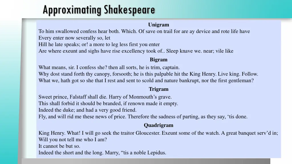 approximating shakespeare