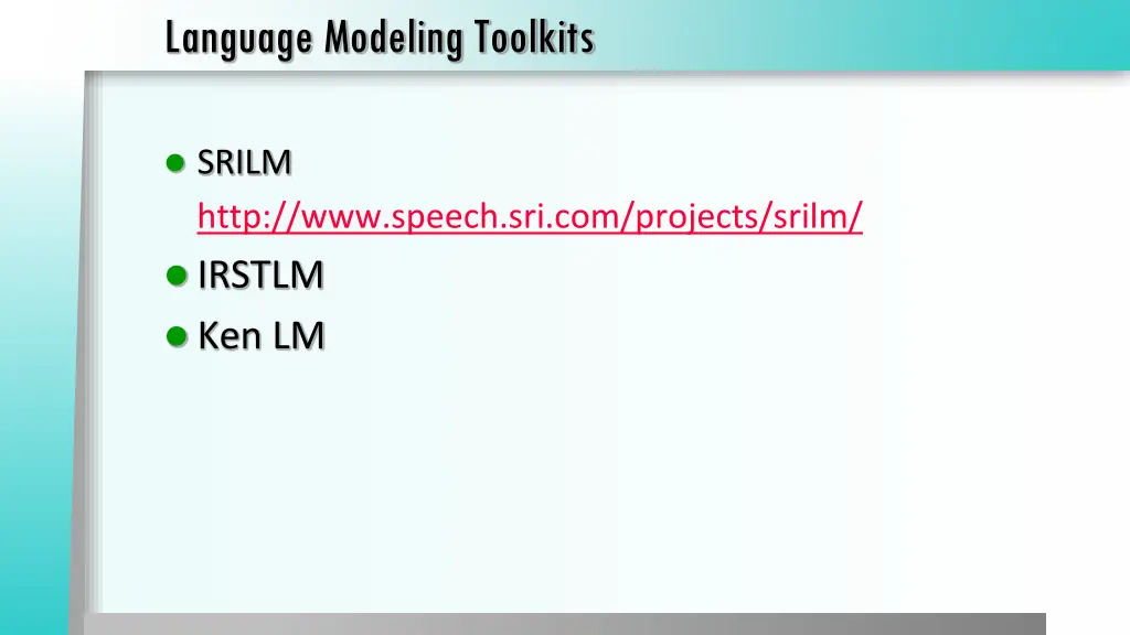 language modeling toolkits