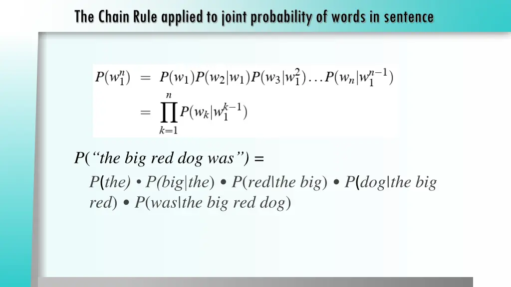 the chain rule applied to joint probability