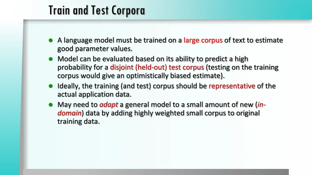 train and test corpora