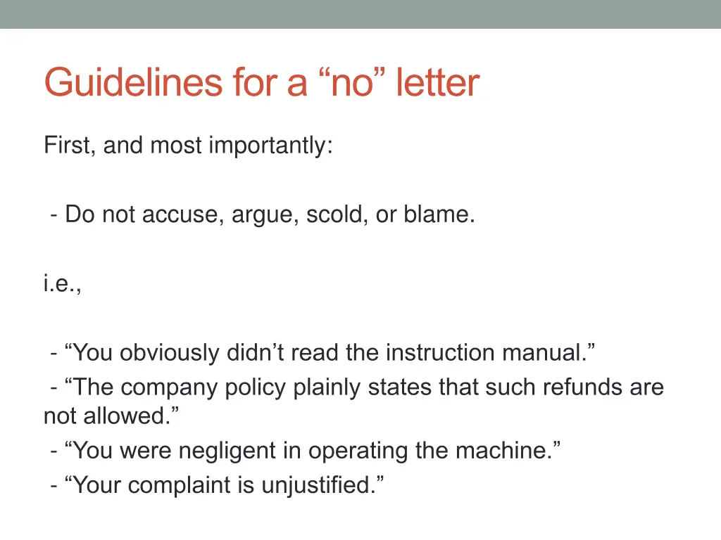 guidelines for a no letter