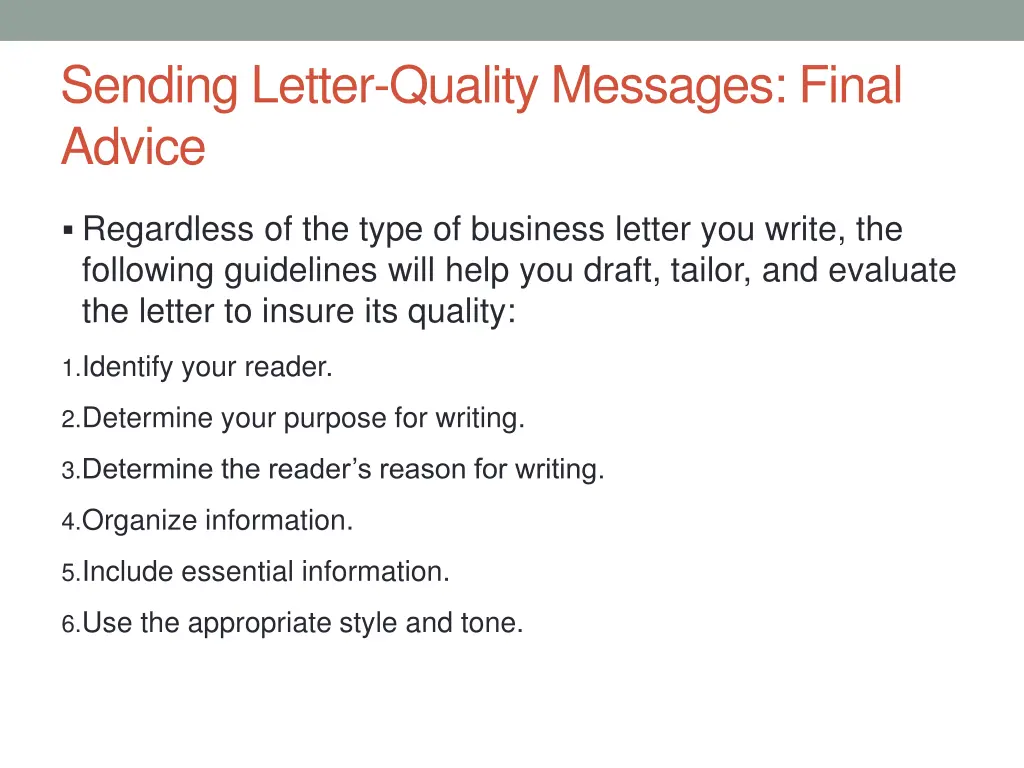 sending letter quality messages final advice