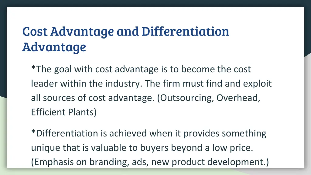 cost advantage and differentiation advantage