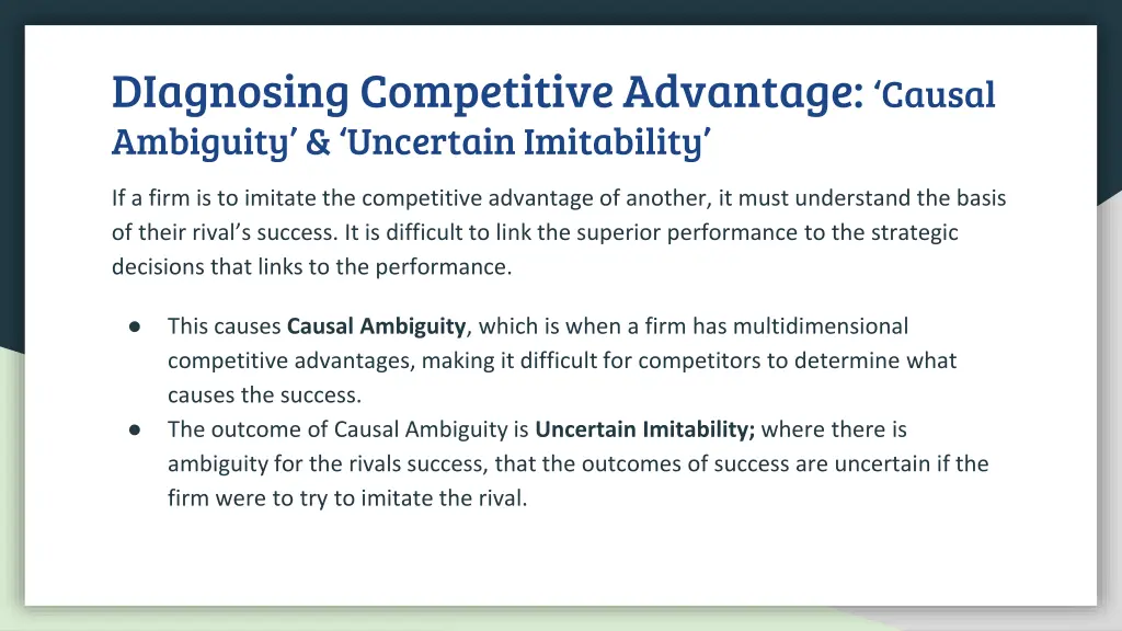 diagnosing competitive advantage causal ambiguity