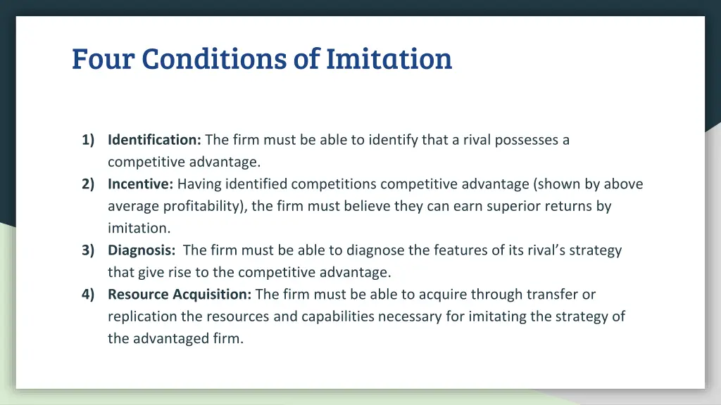 four conditions of imitation