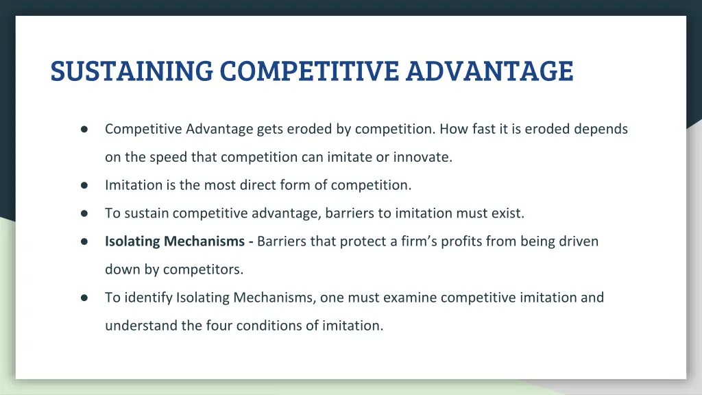 sustaining competitive advantage