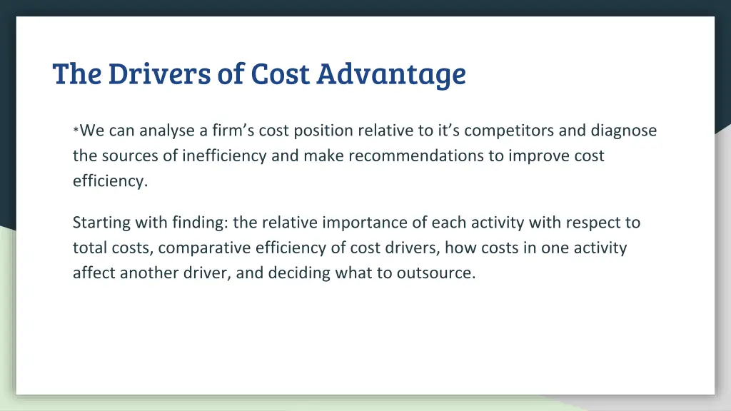 the drivers of cost advantage