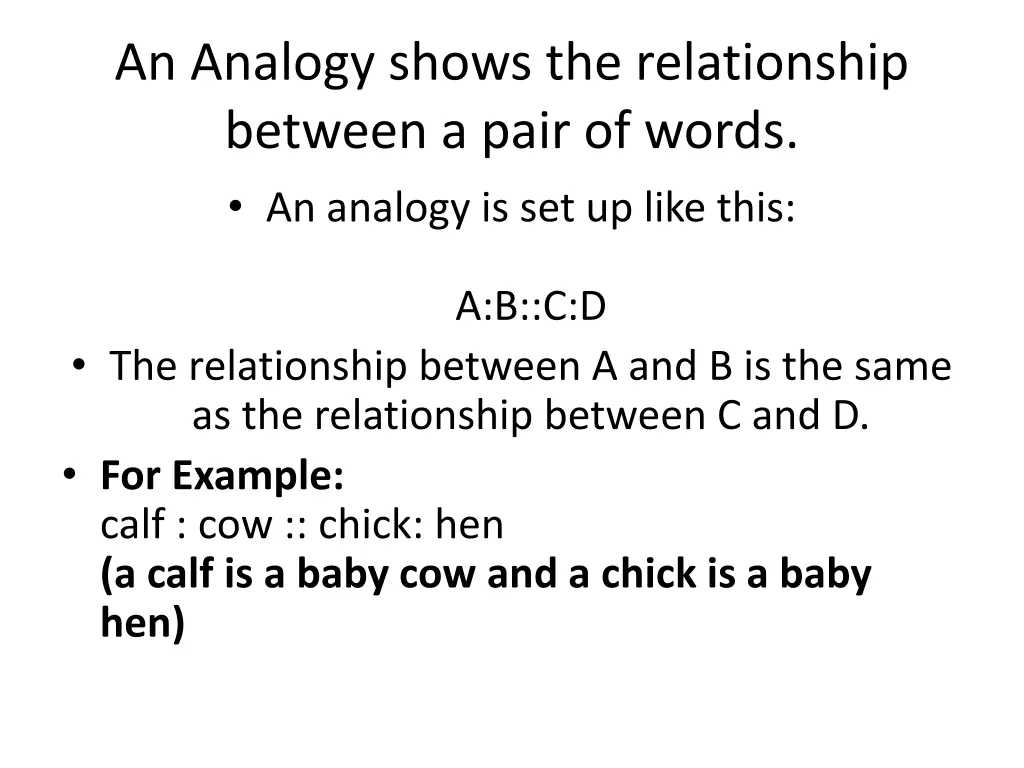 an analogy shows the relationship between a pair