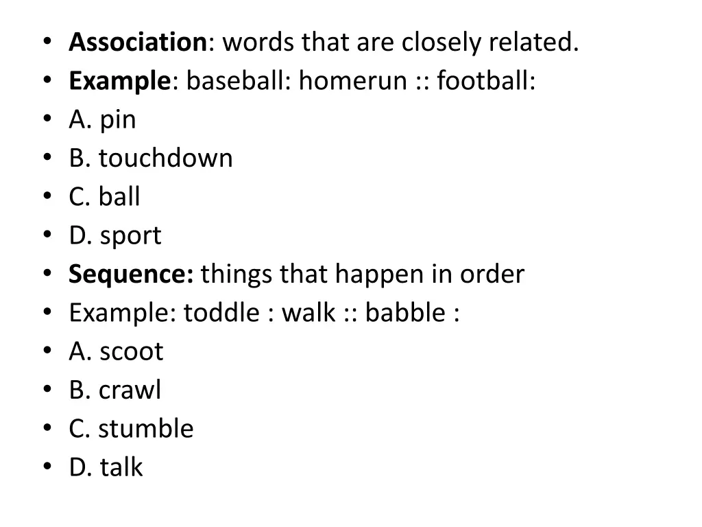 association words that are closely related