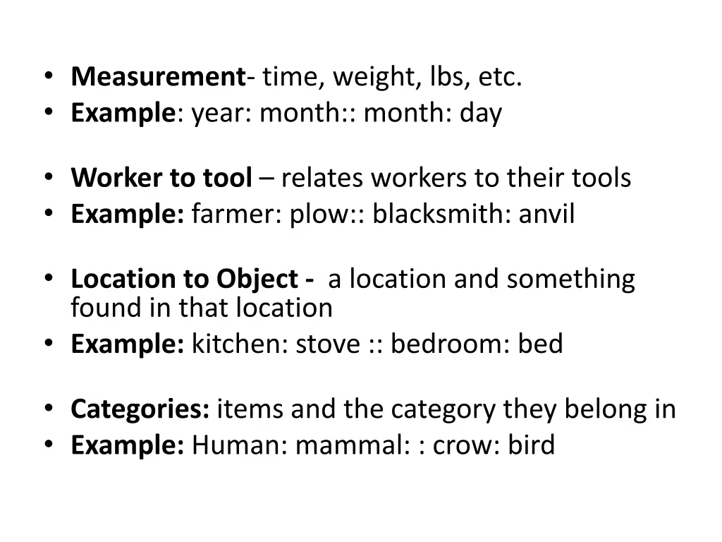 measurement time weight lbs etc example year