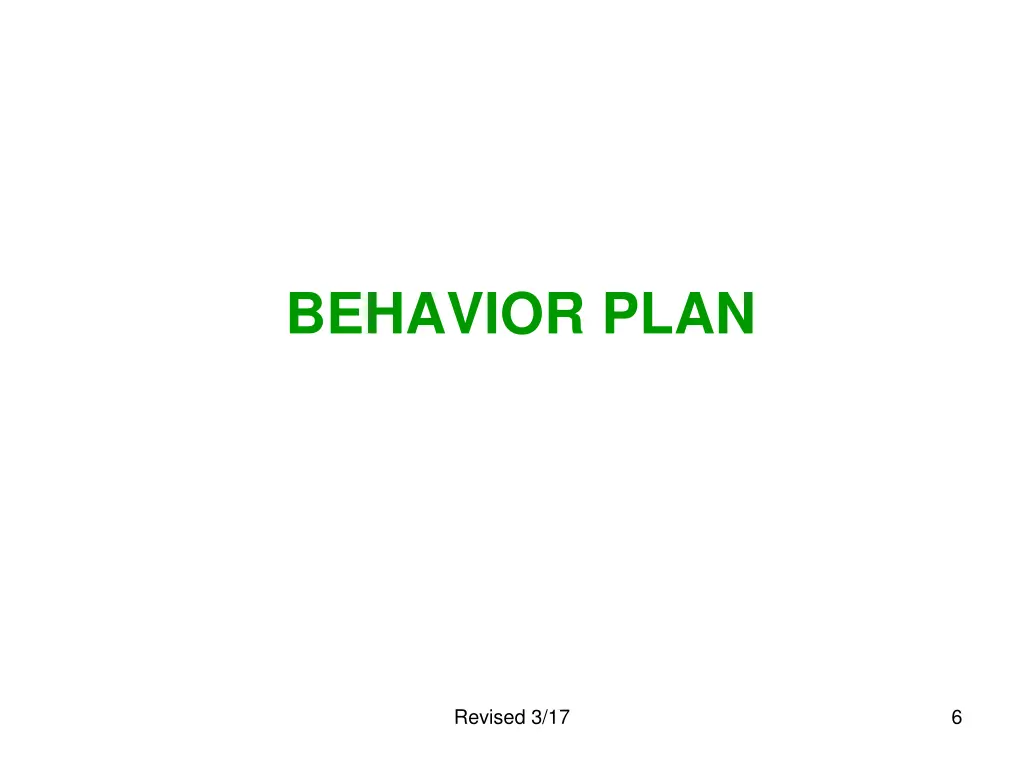 behavior plan