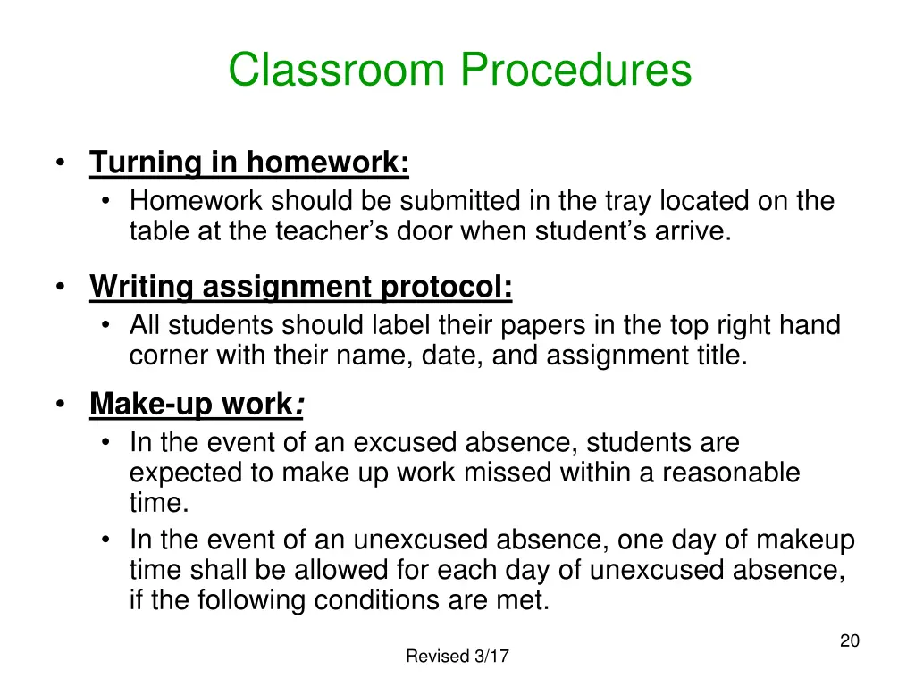 classroom procedures 1