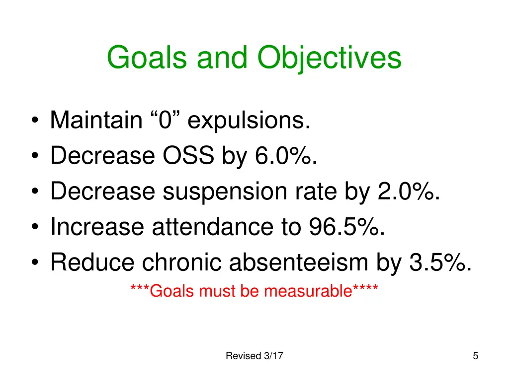 goals and objectives