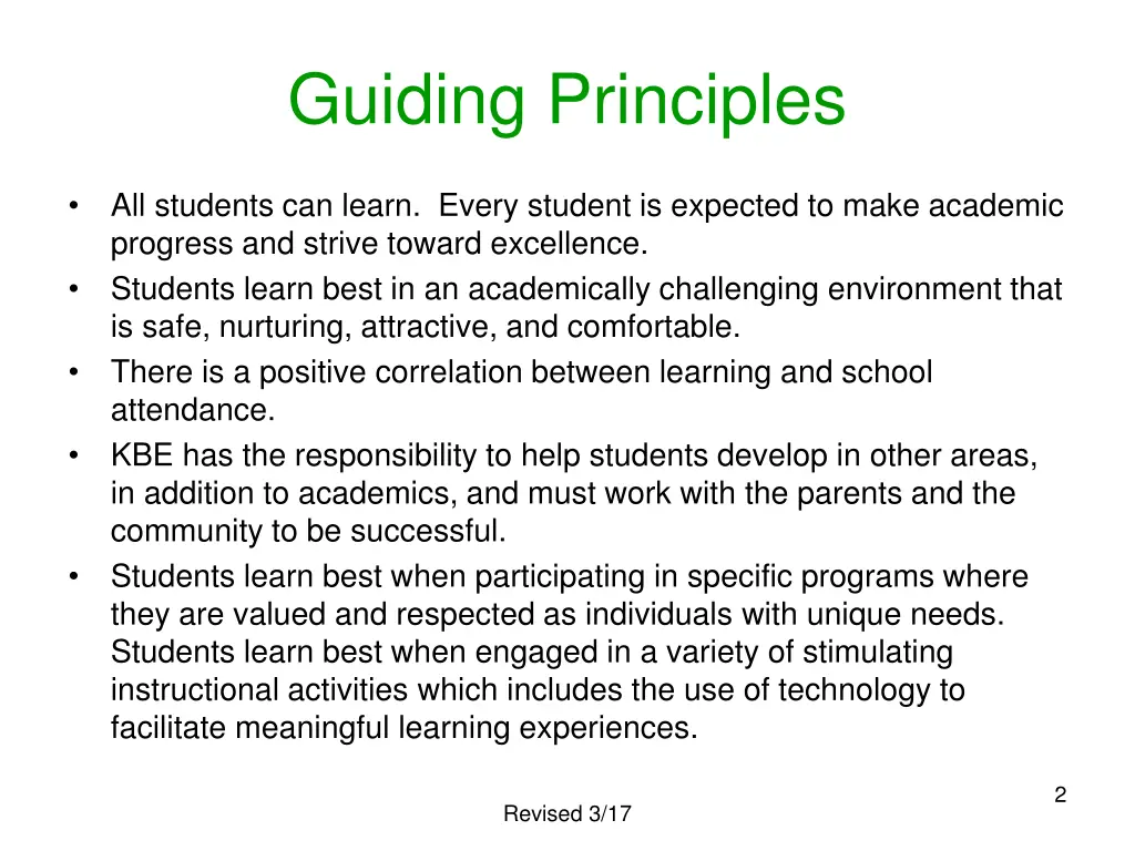 guiding principles