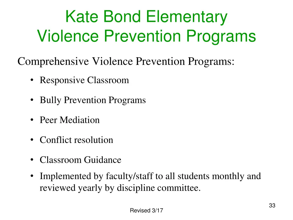 kate bond elementary violence prevention programs