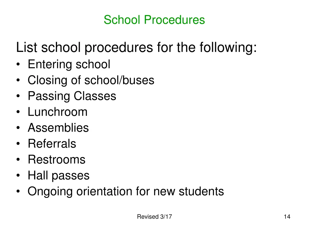 school procedures