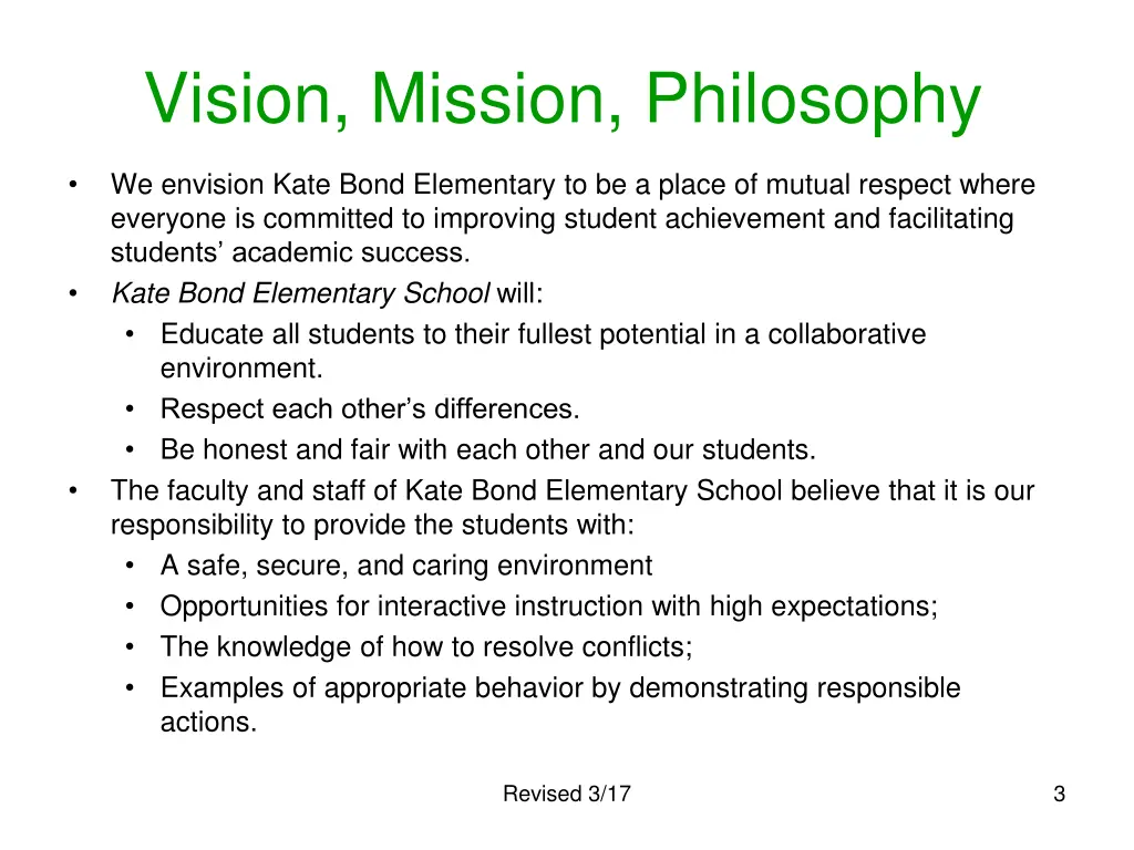 vision mission philosophy