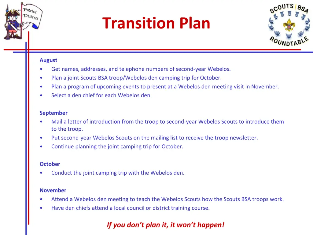 transition plan