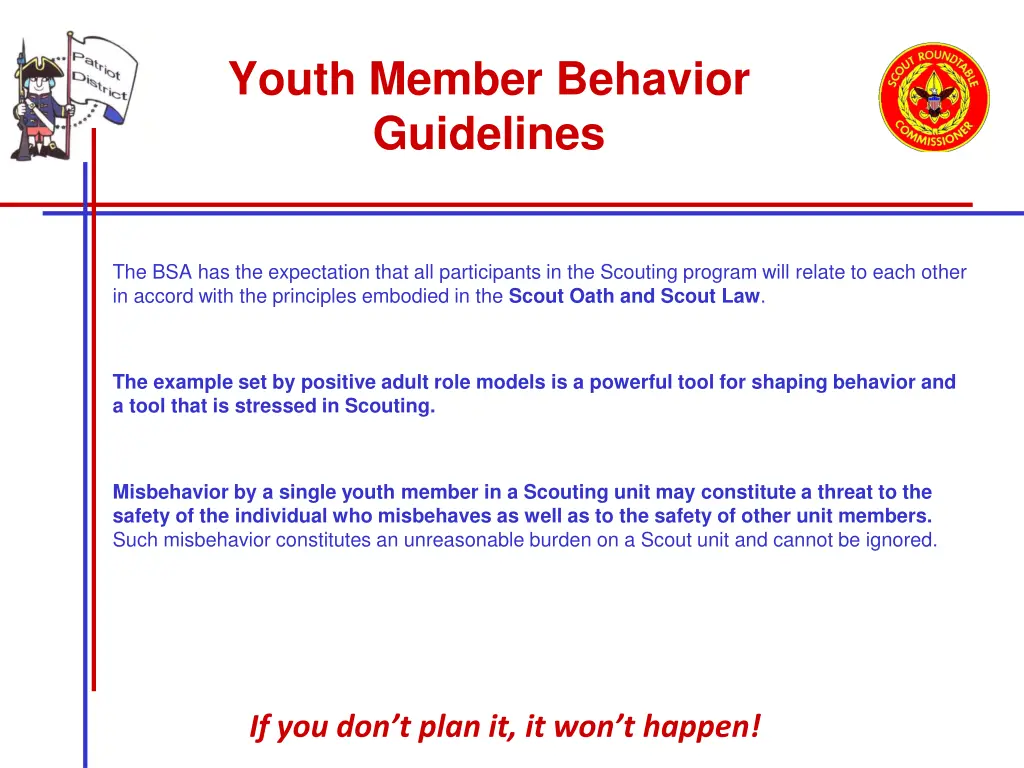 youth member behavior guidelines