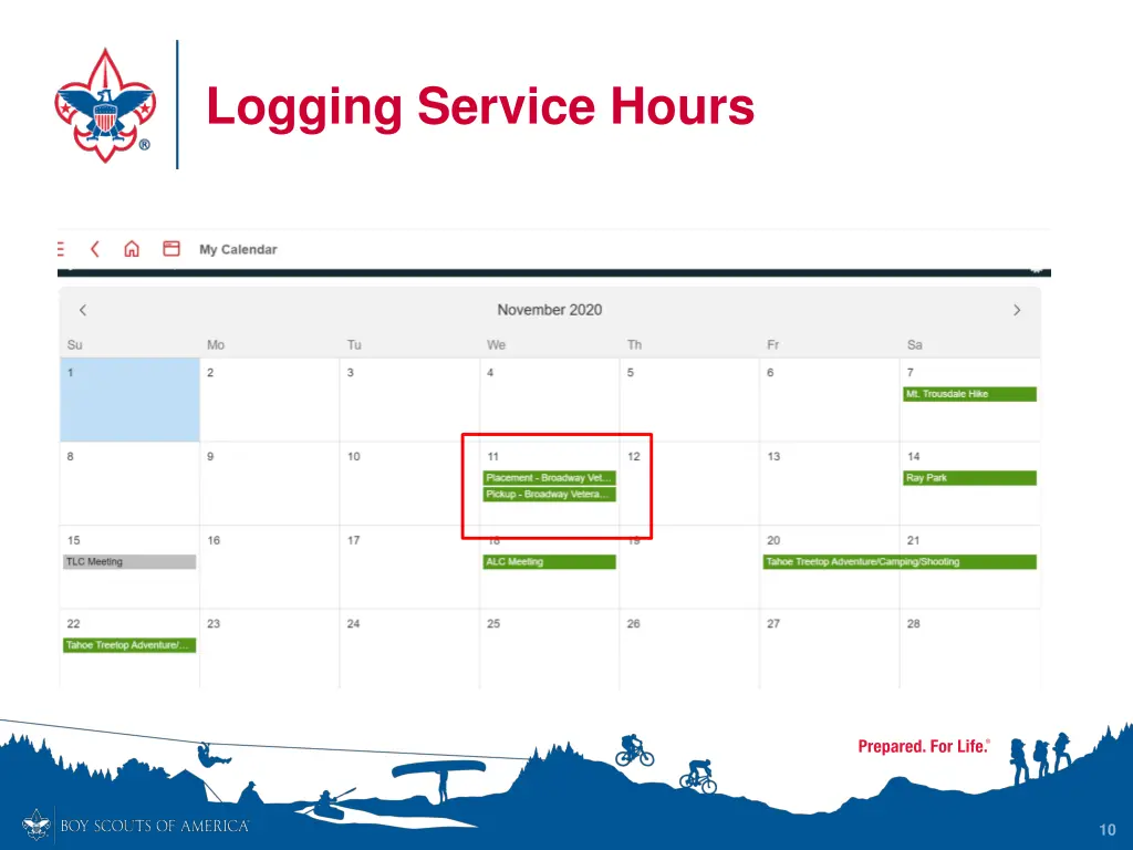 logging service hours