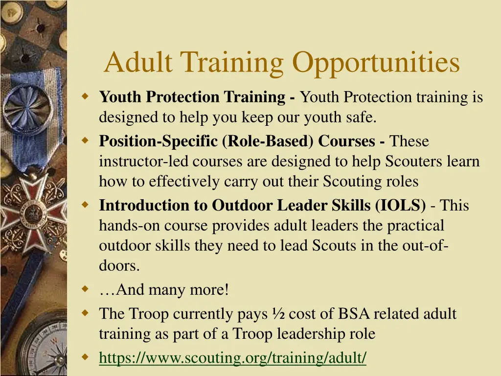 adult training opportunities youth protection