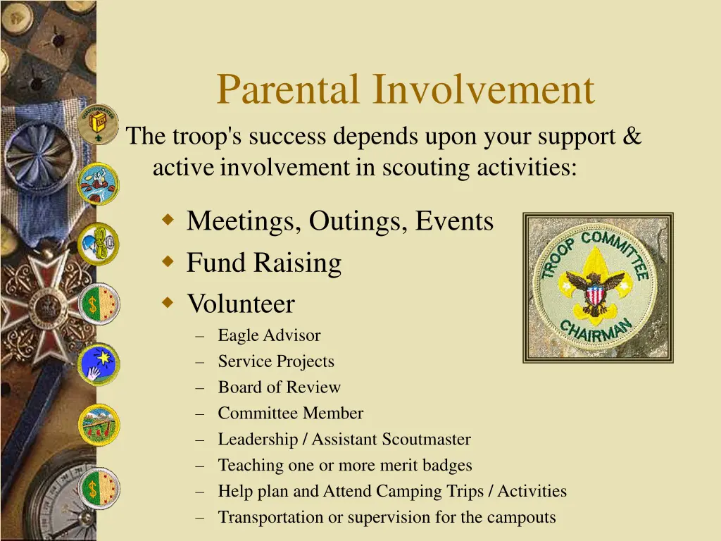 parental involvement the troop s success depends