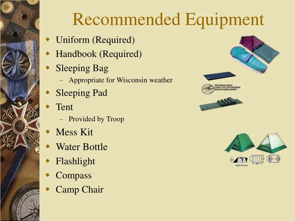 recommended equipment