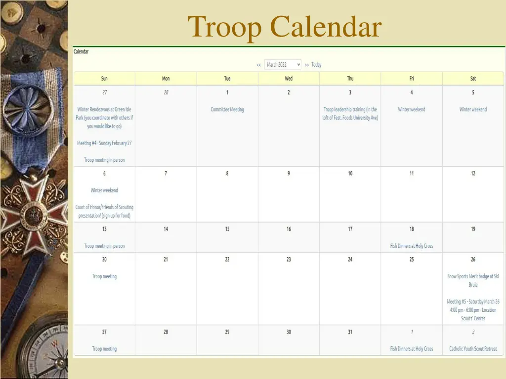 troop calendar