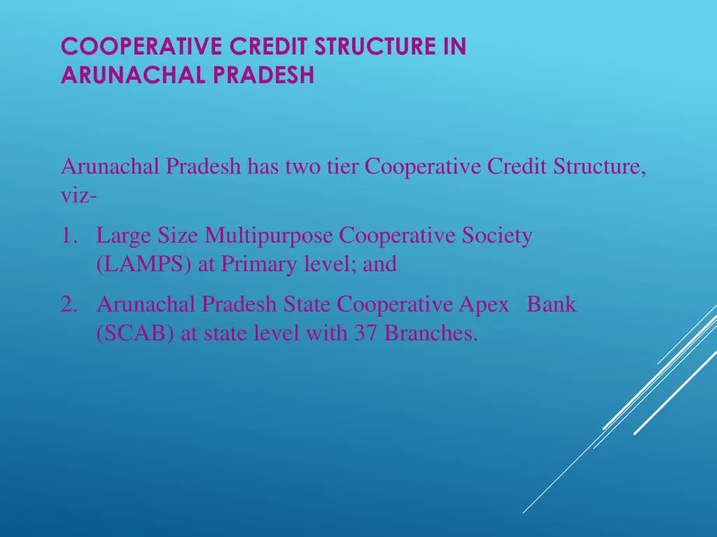 cooperative credit structure in arunachal pradesh