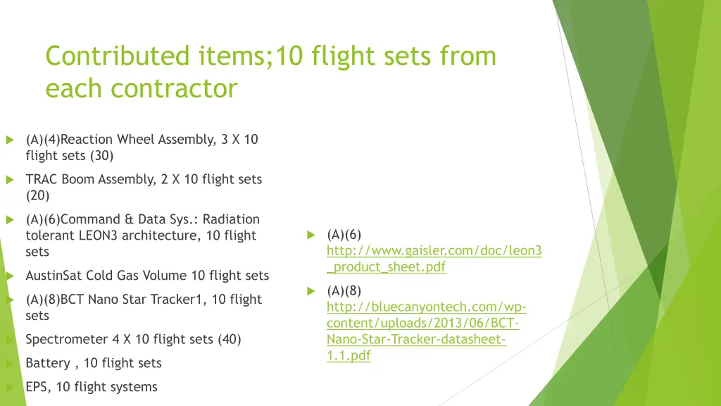 contributed items 10 flight sets from each 1