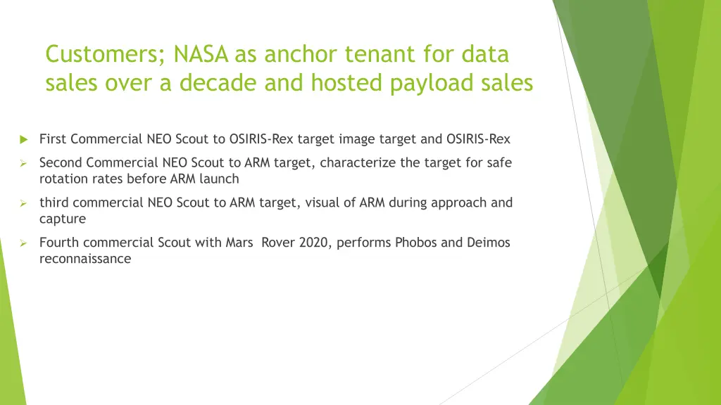 customers nasa as anchor tenant for data sales