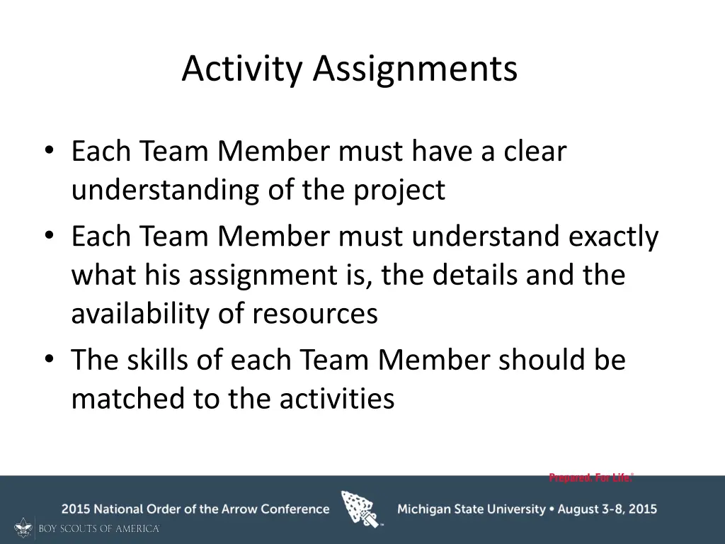 activity assignments