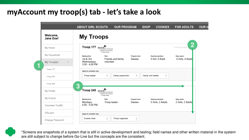 myaccount my troop s tab let s take a look