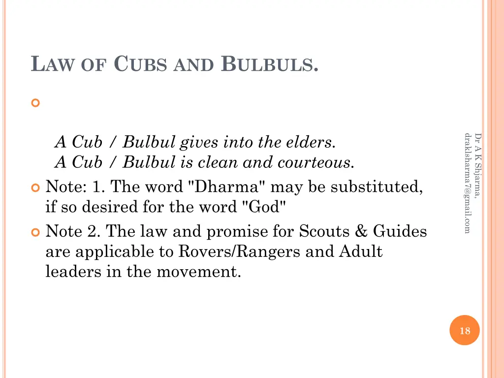 l aw of c ubs and b ulbuls