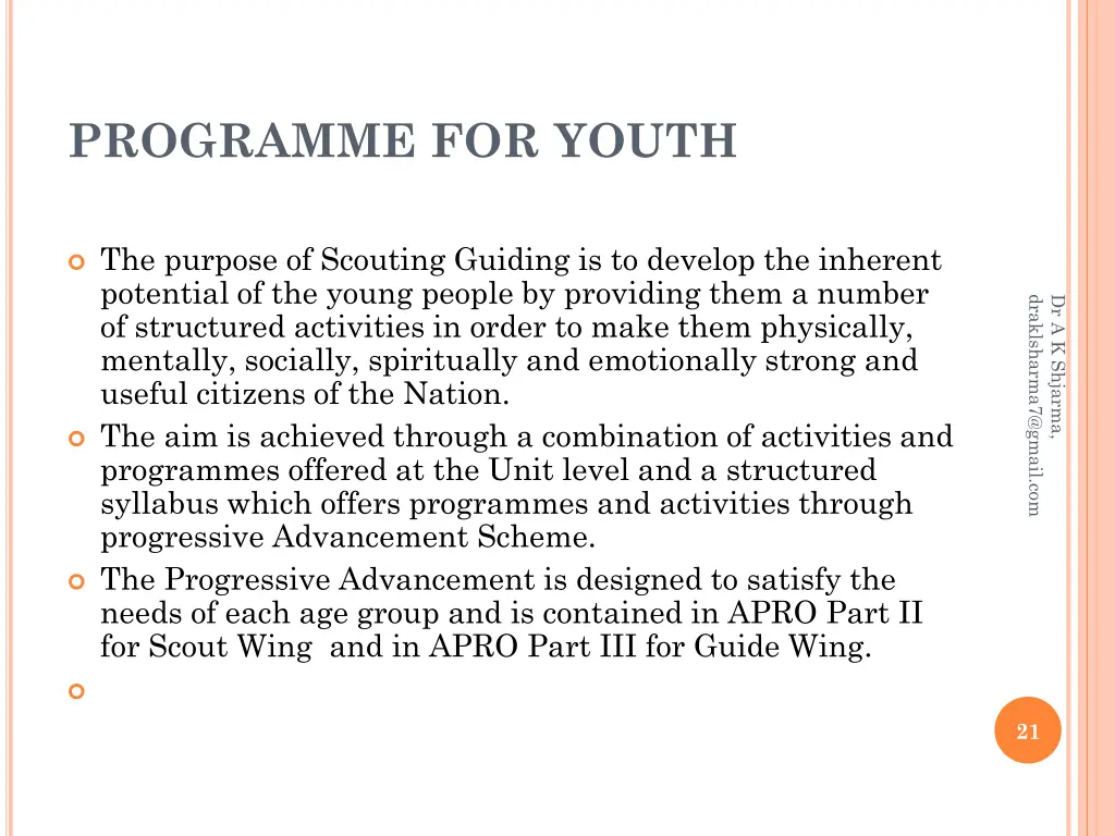 programme for youth