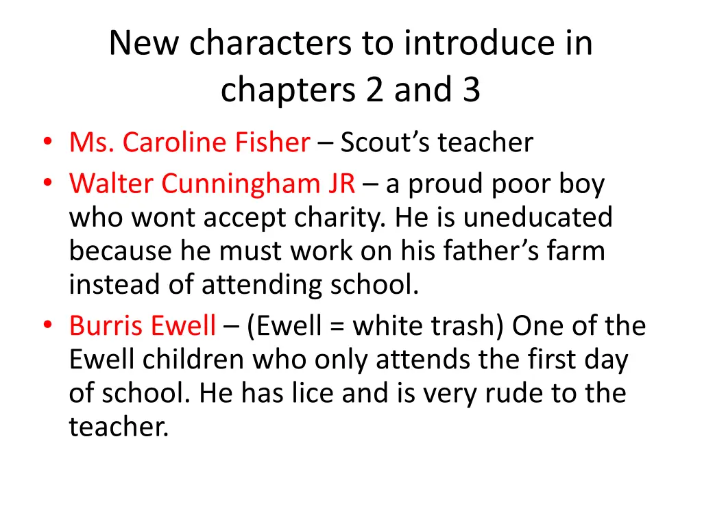 new characters to introduce in chapters