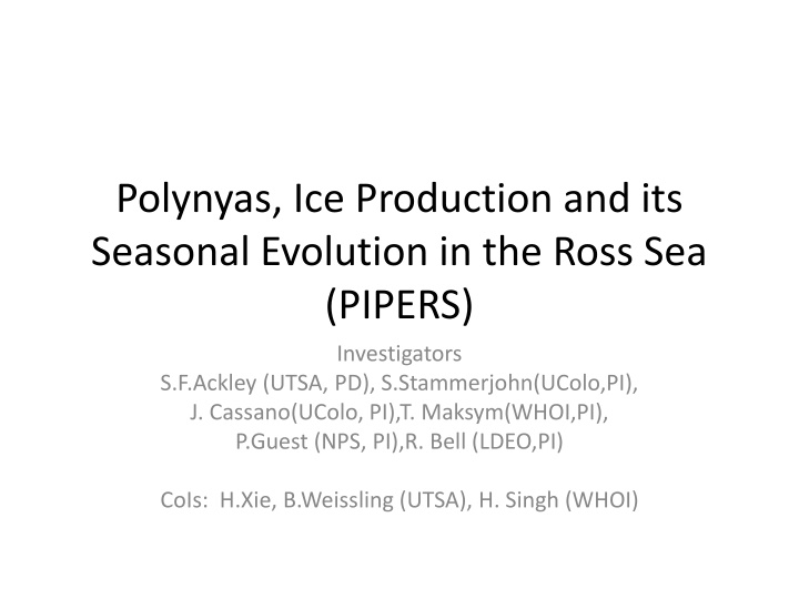 polynyas ice production and its seasonal