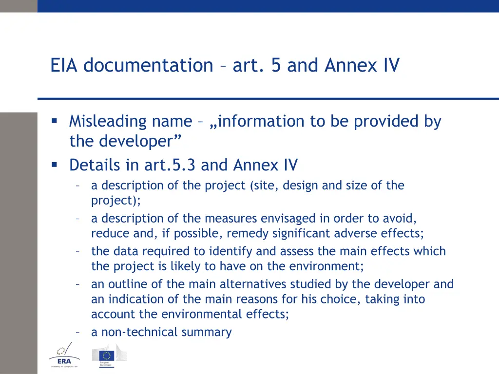 eia documentation art 5 and annex iv