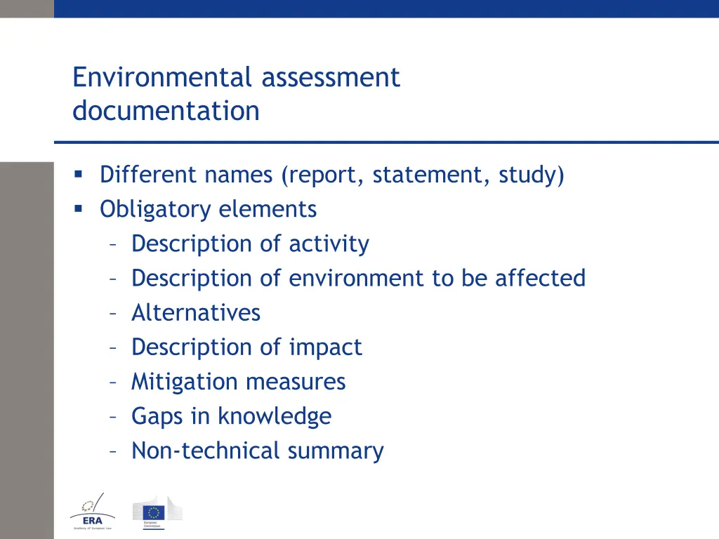 environmental assessment documentation