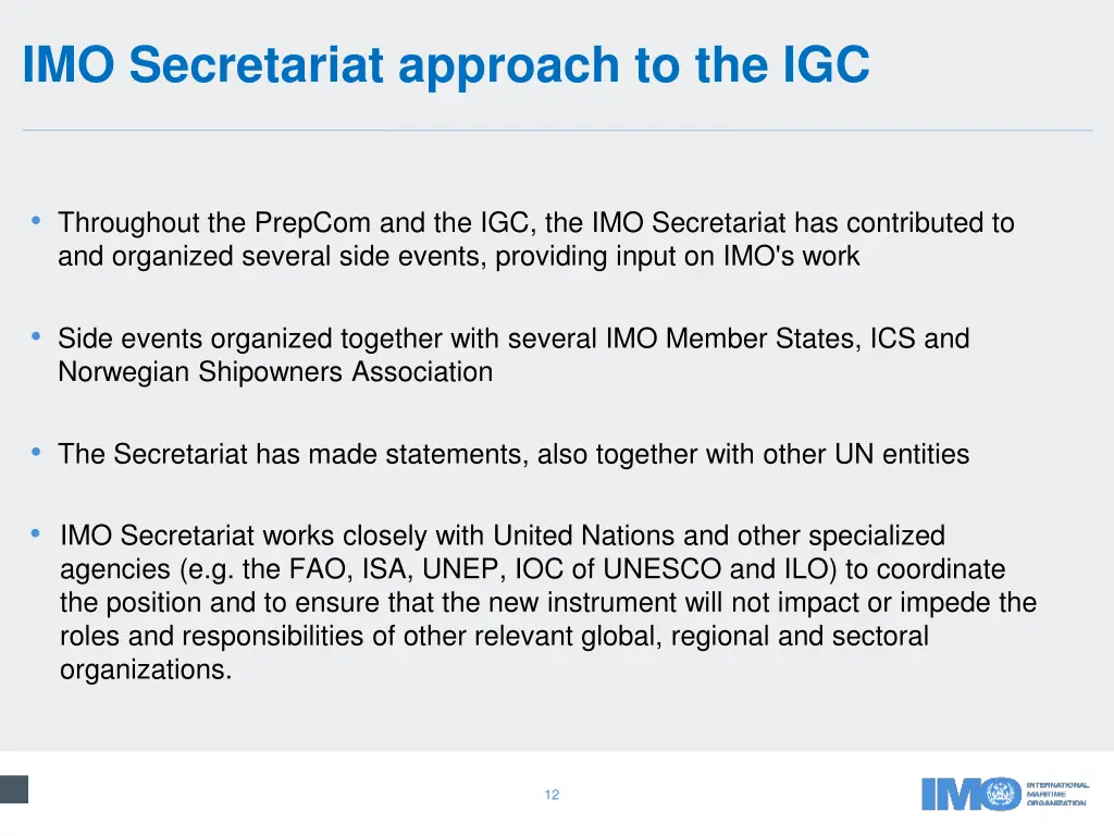 imo secretariat approach to the igc