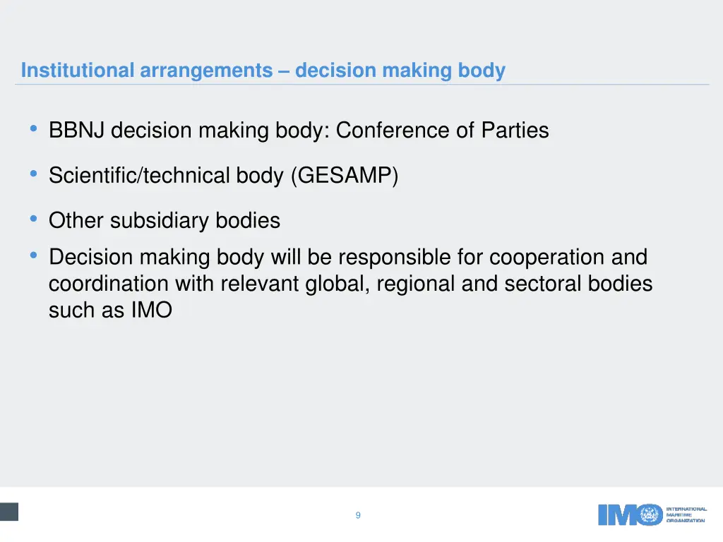 institutional arrangements decision making body