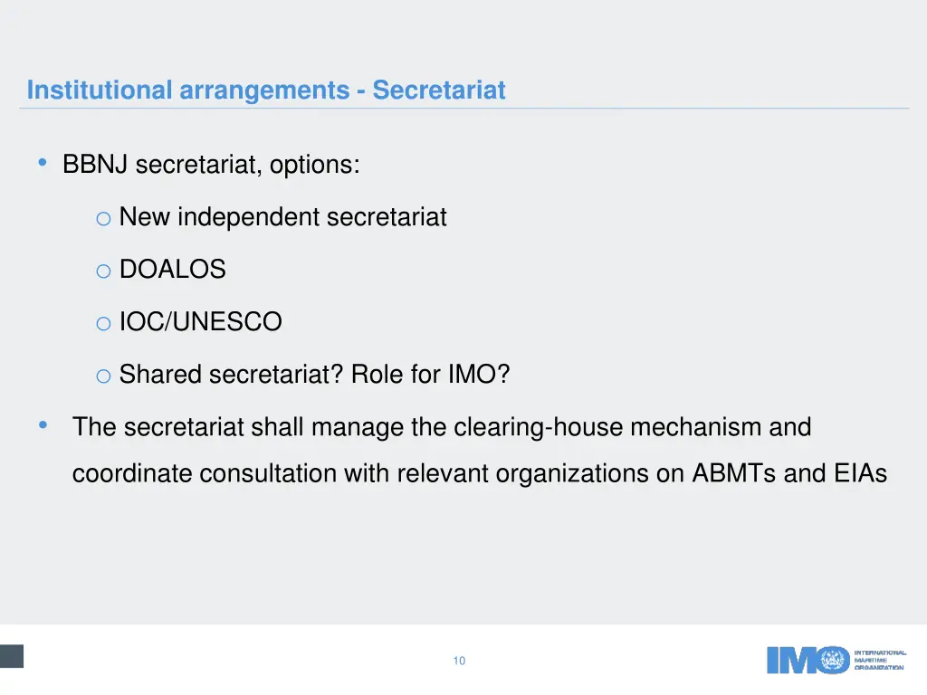 institutional arrangements secretariat