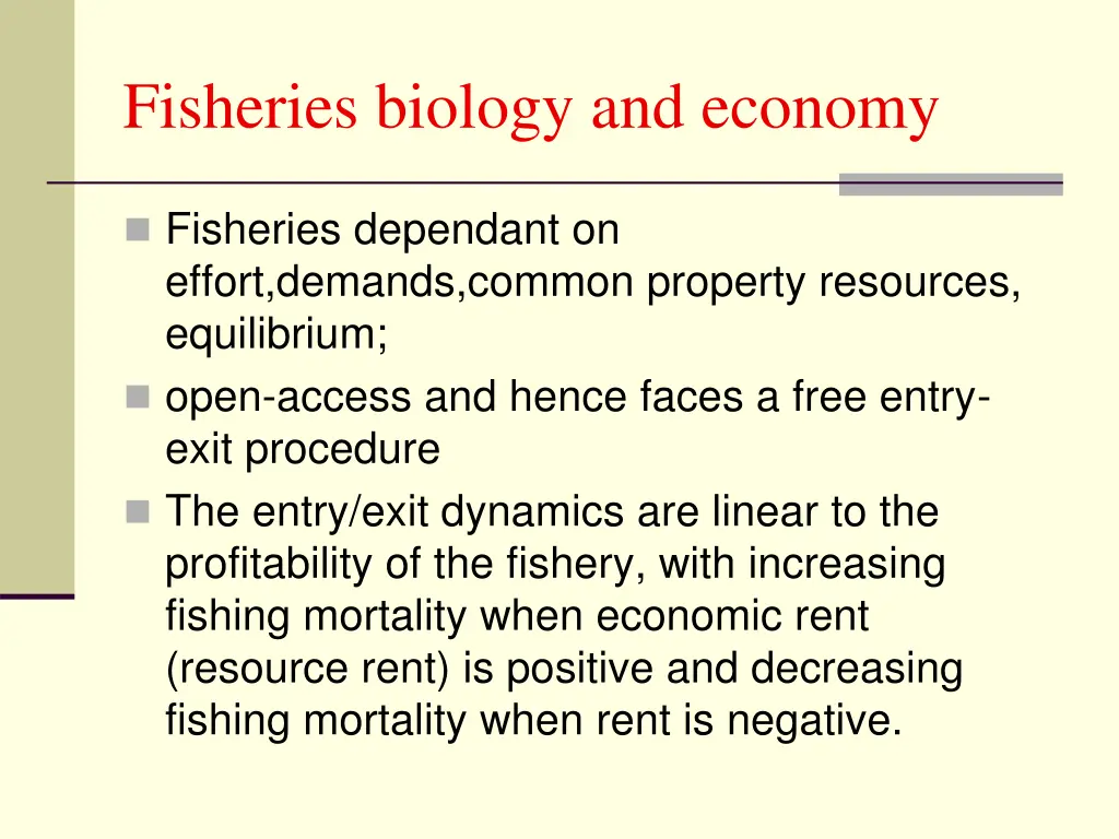 fisheries biology and economy