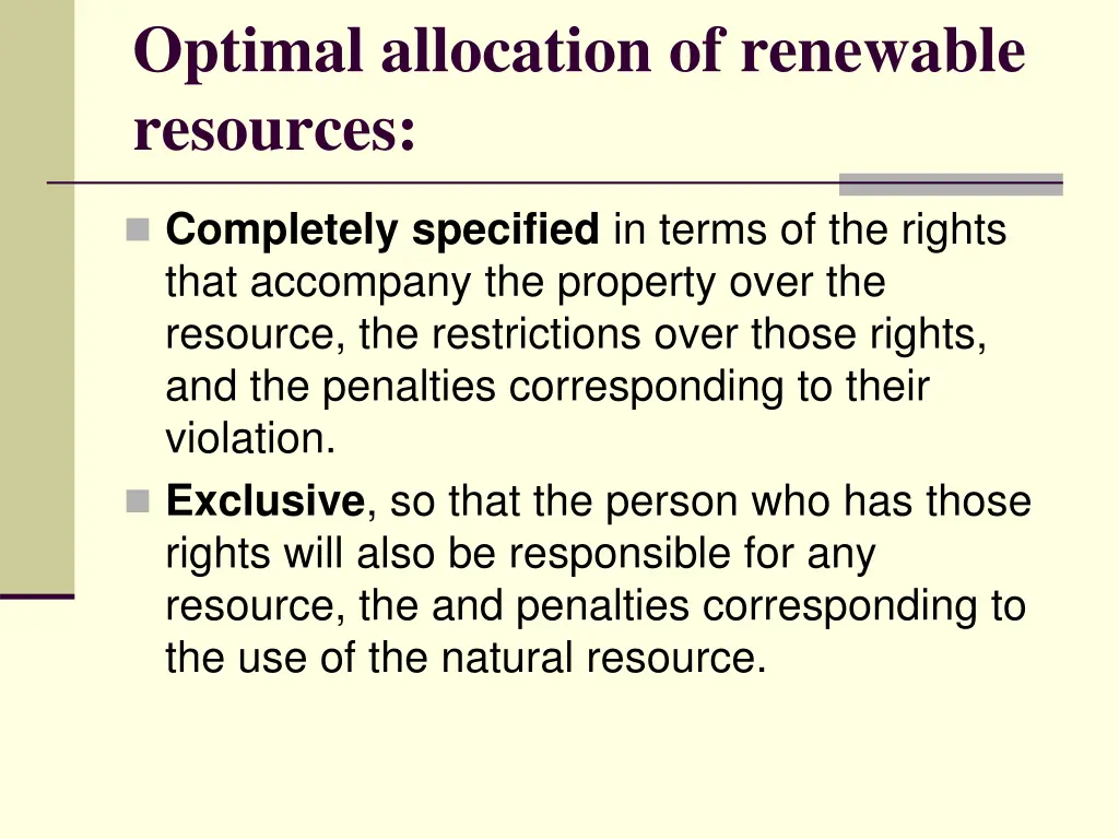 optimal allocation of renewable resources