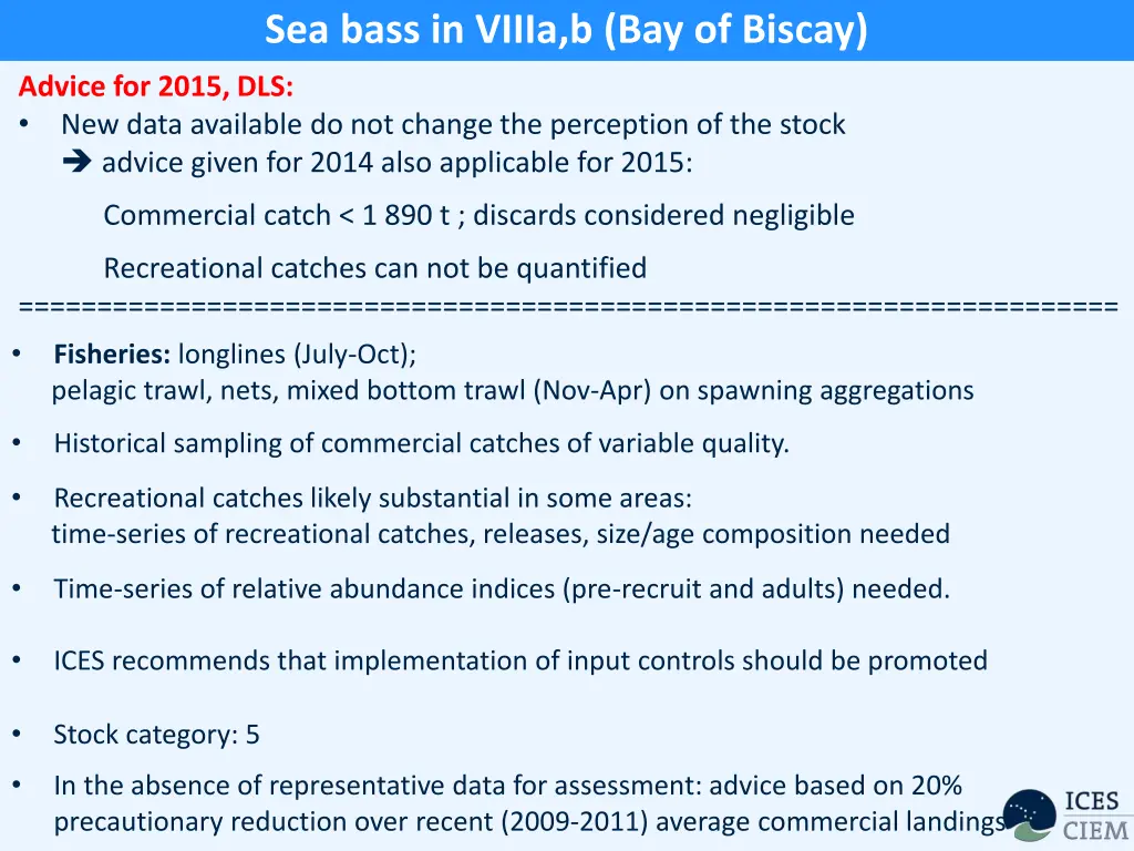 sea bass in viiia b bay of biscay