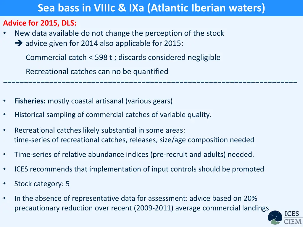 sea bass in viiic ixa atlantic iberian waters