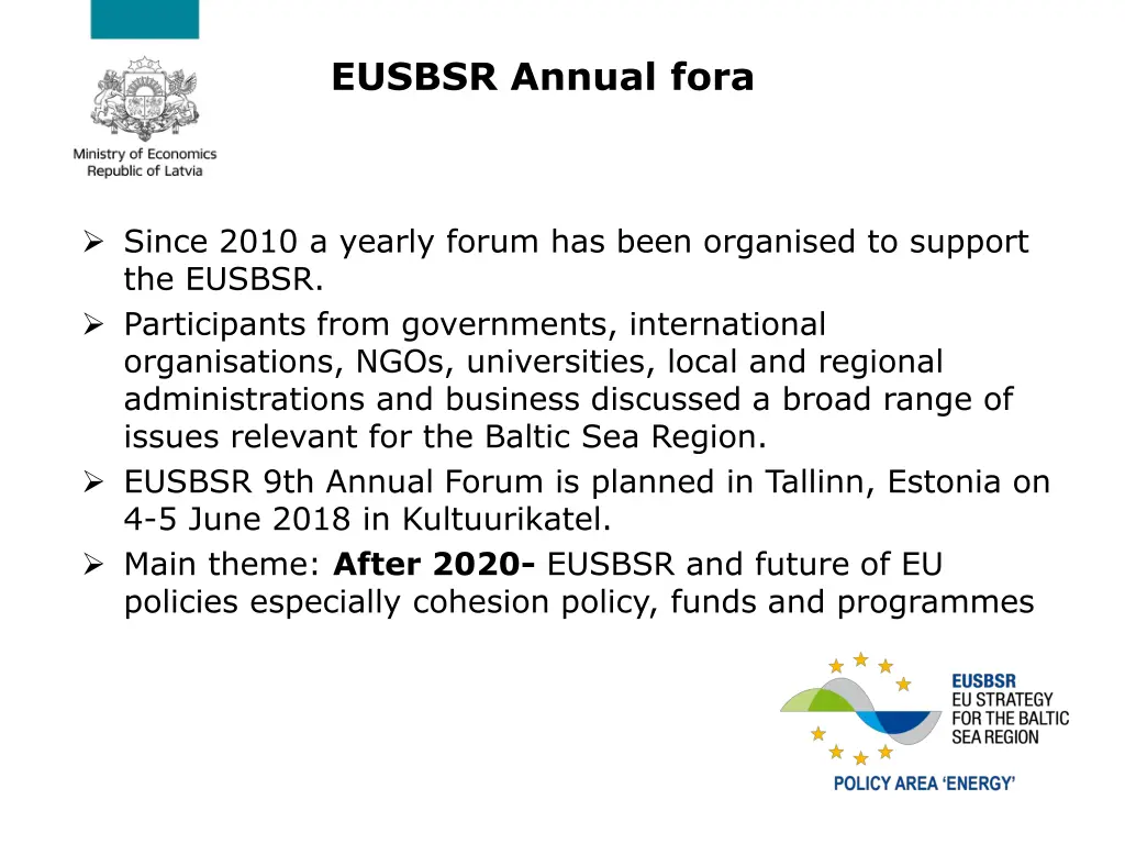 eusbsr annual fora