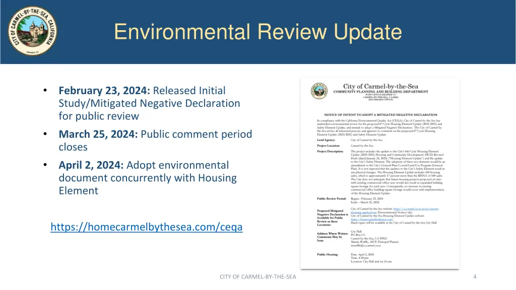 environmental review update