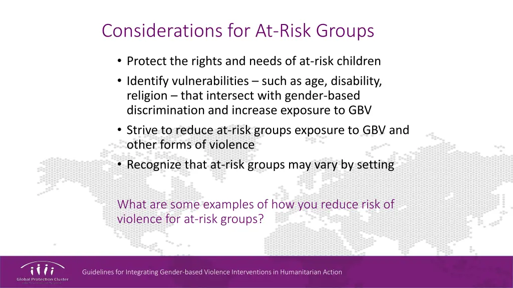 considerations for at risk groups