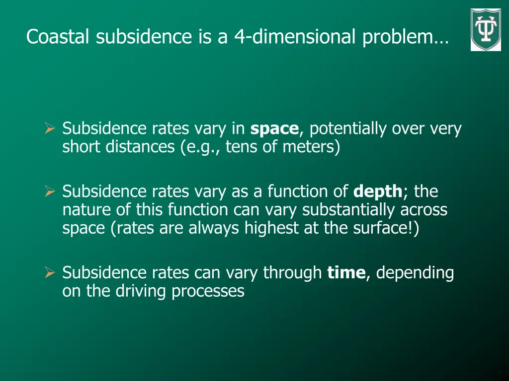 coastal subsidence is a 4 dimensional problem